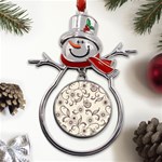 Retro Floral Texture, Light Brown Retro Background Metal Snowman Ornament Front