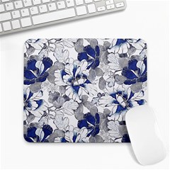 Retro Texture With Blue Flowers, Floral Retro Background, Floral Vintage Texture, White Background W Large Mousepad by nateshop