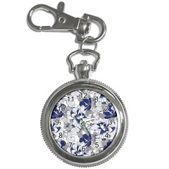 Retro Texture With Blue Flowers, Floral Retro Background, Floral Vintage Texture, White Background W Key Chain Watches by nateshop