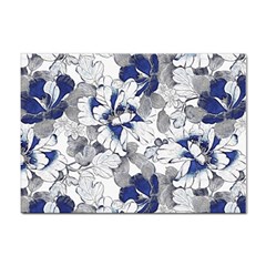 Retro Texture With Blue Flowers, Floral Retro Background, Floral Vintage Texture, White Background W Sticker A4 (10 Pack)