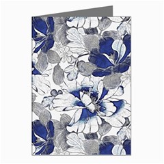 Retro Texture With Blue Flowers, Floral Retro Background, Floral Vintage Texture, White Background W Greeting Cards (pkg Of 8) by nateshop