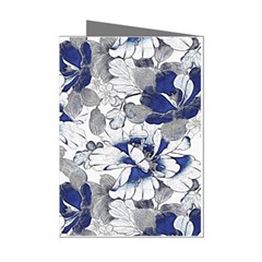 Retro Texture With Blue Flowers, Floral Retro Background, Floral Vintage Texture, White Background W Mini Greeting Cards (pkg Of 8) by nateshop