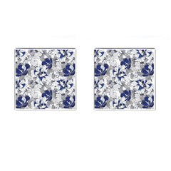 Retro Texture With Blue Flowers, Floral Retro Background, Floral Vintage Texture, White Background W Cufflinks (square) by nateshop