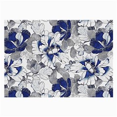 Retro Texture With Blue Flowers, Floral Retro Background, Floral Vintage Texture, White Background W Large Glasses Cloth by nateshop