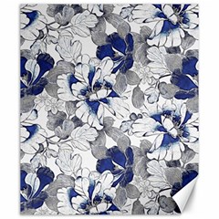 Retro Texture With Blue Flowers, Floral Retro Background, Floral Vintage Texture, White Background W Canvas 20  X 24  by nateshop