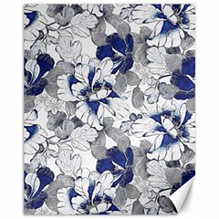 Retro Texture With Blue Flowers, Floral Retro Background, Floral Vintage Texture, White Background W Canvas 11  X 14  by nateshop