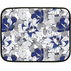 Retro Texture With Blue Flowers, Floral Retro Background, Floral Vintage Texture, White Background W Fleece Blanket (mini) by nateshop