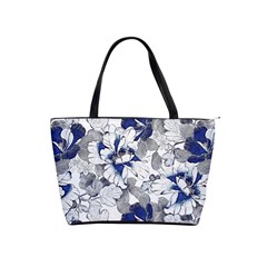 Retro Texture With Blue Flowers, Floral Retro Background, Floral Vintage Texture, White Background W Classic Shoulder Handbag by nateshop