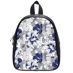 Retro Texture With Blue Flowers, Floral Retro Background, Floral Vintage Texture, White Background W School Bag (small) by nateshop