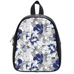 Retro Texture With Blue Flowers, Floral Retro Background, Floral Vintage Texture, White Background W School Bag (Small) Front