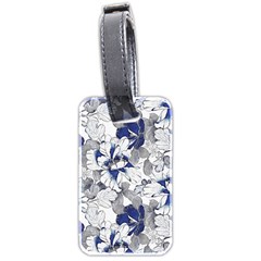 Retro Texture With Blue Flowers, Floral Retro Background, Floral Vintage Texture, White Background W Luggage Tag (two Sides)