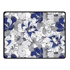 Retro Texture With Blue Flowers, Floral Retro Background, Floral Vintage Texture, White Background W Fleece Blanket (small) by nateshop