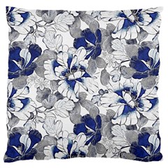 Retro Texture With Blue Flowers, Floral Retro Background, Floral Vintage Texture, White Background W Standard Premium Plush Fleece Cushion Case (two Sides) by nateshop