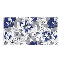 Retro Texture With Blue Flowers, Floral Retro Background, Floral Vintage Texture, White Background W Satin Wrap 35  X 70  by nateshop