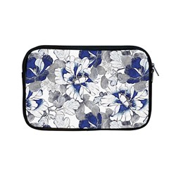 Retro Texture With Blue Flowers, Floral Retro Background, Floral Vintage Texture, White Background W Apple Macbook Pro 13  Zipper Case by nateshop