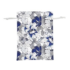 Retro Texture With Blue Flowers, Floral Retro Background, Floral Vintage Texture, White Background W Lightweight Drawstring Pouch (s) by nateshop