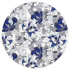 Retro Texture With Blue Flowers, Floral Retro Background, Floral Vintage Texture, White Background W Uv Print Acrylic Ornament Round by nateshop