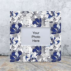 Retro Texture With Blue Flowers, Floral Retro Background, Floral Vintage Texture, White Background W White Box Photo Frame 4  X 6  by nateshop