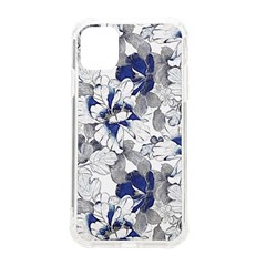 Retro Texture With Blue Flowers, Floral Retro Background, Floral Vintage Texture, White Background W Iphone 11 Tpu Uv Print Case by nateshop