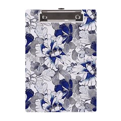 Retro Texture With Blue Flowers, Floral Retro Background, Floral Vintage Texture, White Background W A5 Acrylic Clipboard by nateshop