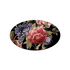 Retro Texture With Flowers, Black Background With Flowers Sticker Oval (10 Pack) by nateshop