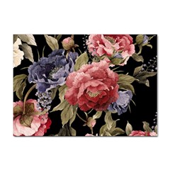 Retro Texture With Flowers, Black Background With Flowers Sticker A4 (10 Pack)