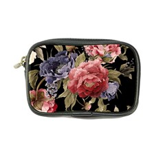 Retro Texture With Flowers, Black Background With Flowers Coin Purse by nateshop