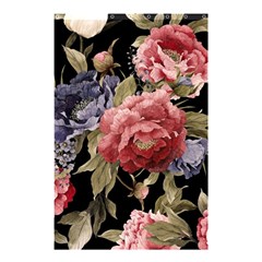 Retro Texture With Flowers, Black Background With Flowers Shower Curtain 48  X 72  (small)  by nateshop