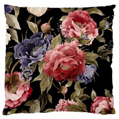 Retro Texture With Flowers, Black Background With Flowers Standard Premium Plush Fleece Cushion Case (two Sides) by nateshop