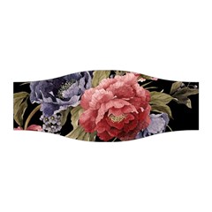 Retro Texture With Flowers, Black Background With Flowers Stretchable Headband by nateshop