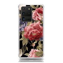 Retro Texture With Flowers, Black Background With Flowers Samsung Galaxy S20 Ultra 6 9 Inch Tpu Uv Case by nateshop