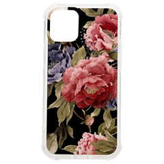 Retro Texture With Flowers, Black Background With Flowers Iphone 12 Mini Tpu Uv Print Case	 by nateshop