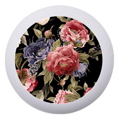 Retro Texture With Flowers, Black Background With Flowers Dento Box With Mirror