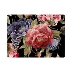 Retro Texture With Flowers, Black Background With Flowers Premium Plush Fleece Blanket (mini) by nateshop