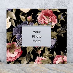 Retro Texture With Flowers, Black Background With Flowers White Wall Photo Frame 5  X 7 