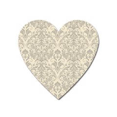 Retro Texture With Ornaments, Vintage Beige Background Heart Magnet by nateshop