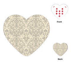 Retro Texture With Ornaments, Vintage Beige Background Playing Cards Single Design (heart) by nateshop