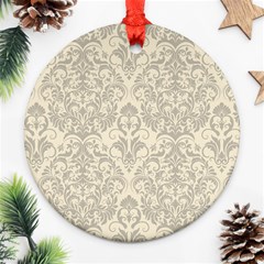 Retro Texture With Ornaments, Vintage Beige Background Round Ornament (two Sides) by nateshop