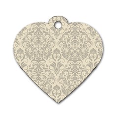 Retro Texture With Ornaments, Vintage Beige Background Dog Tag Heart (two Sides) by nateshop