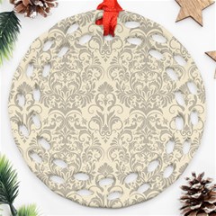 Retro Texture With Ornaments, Vintage Beige Background Ornament (round Filigree) by nateshop