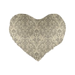 Retro Texture With Ornaments, Vintage Beige Background Standard 16  Premium Flano Heart Shape Cushions by nateshop