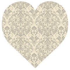 Retro Texture With Ornaments, Vintage Beige Background Wooden Puzzle Heart by nateshop