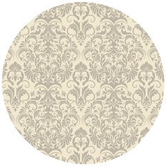 Retro Texture With Ornaments, Vintage Beige Background Wooden Puzzle Round by nateshop