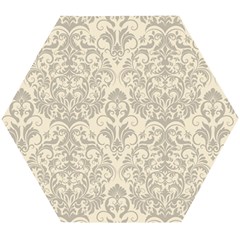 Retro Texture With Ornaments, Vintage Beige Background Wooden Puzzle Hexagon by nateshop