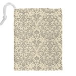 Retro Texture With Ornaments, Vintage Beige Background Drawstring Pouch (5XL) Back