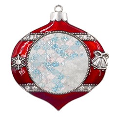 Vintage Retro Texture, Light Retro Background Metal Snowflake And Bell Red Ornament by nateshop