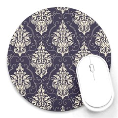 Vintage Texture, Floral Retro Background, Patterns, Round Mousepad by nateshop