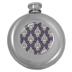 Vintage Texture, Floral Retro Background, Patterns, Round Hip Flask (5 oz)