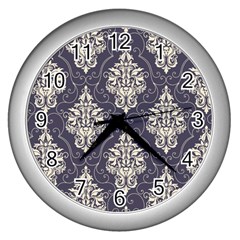 Vintage Texture, Floral Retro Background, Patterns, Wall Clock (silver) by nateshop