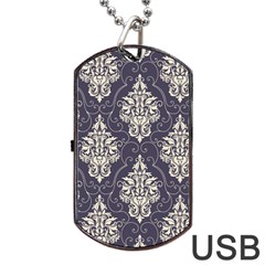 Vintage Texture, Floral Retro Background, Patterns, Dog Tag USB Flash (One Side)